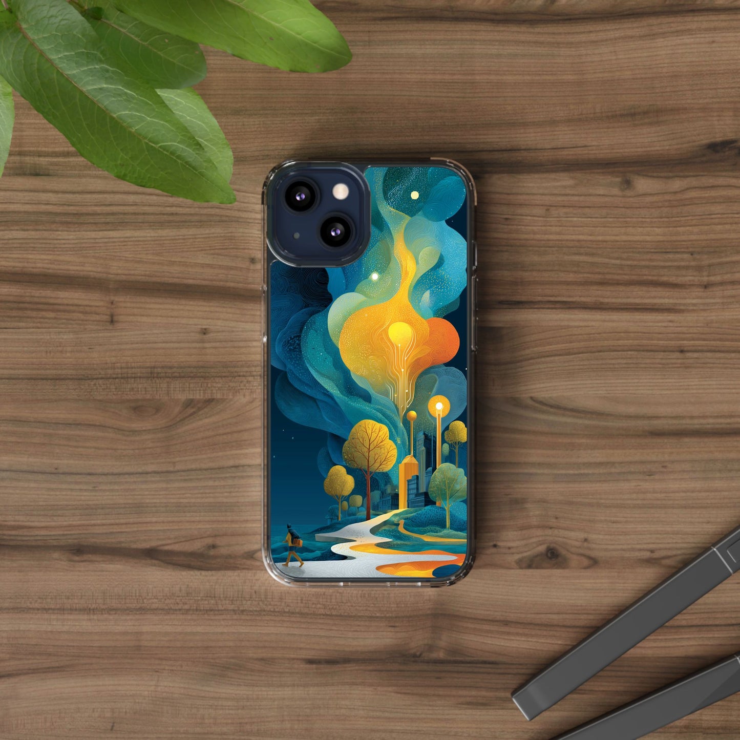 Electric City Forest Phone Case – Glowing Urban Jungle with Vibrant Nature Fusion