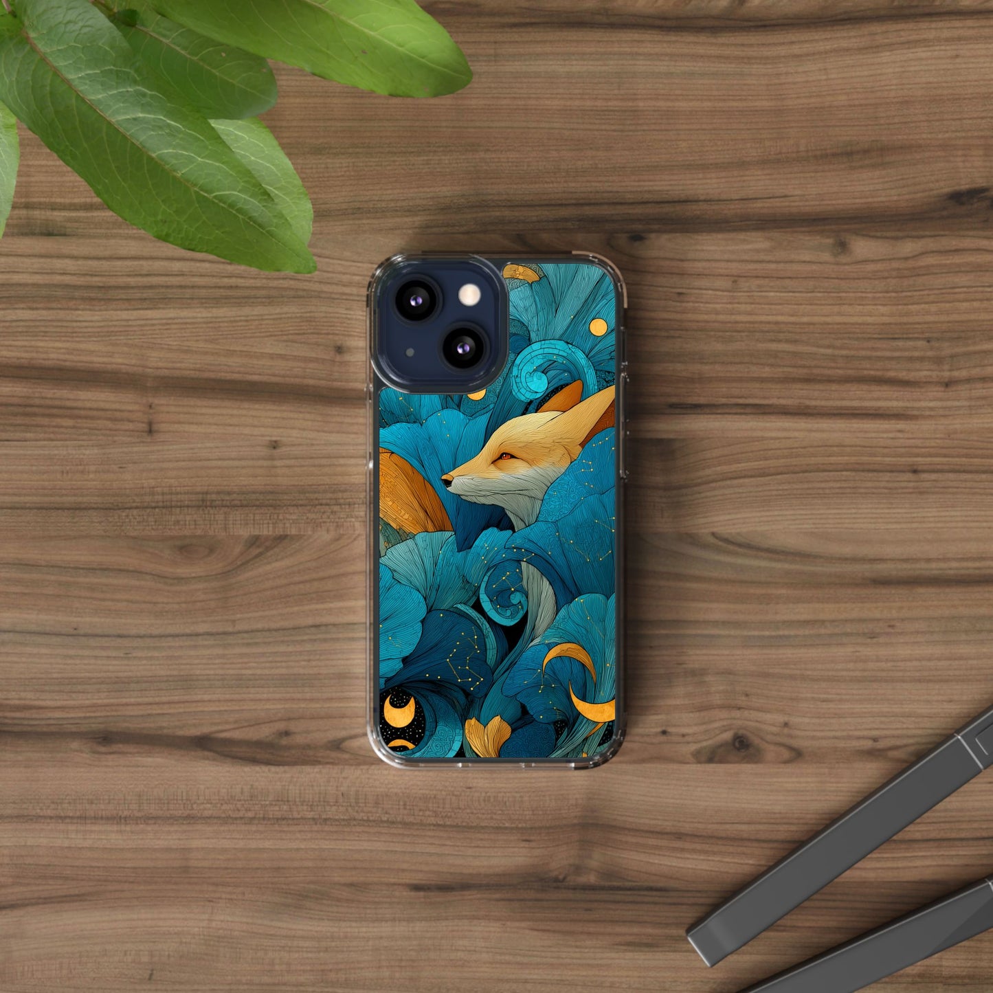 Vibrant Fox Clear Phone Case - Boho Floral iPhone Cover Nature Inspired Gift