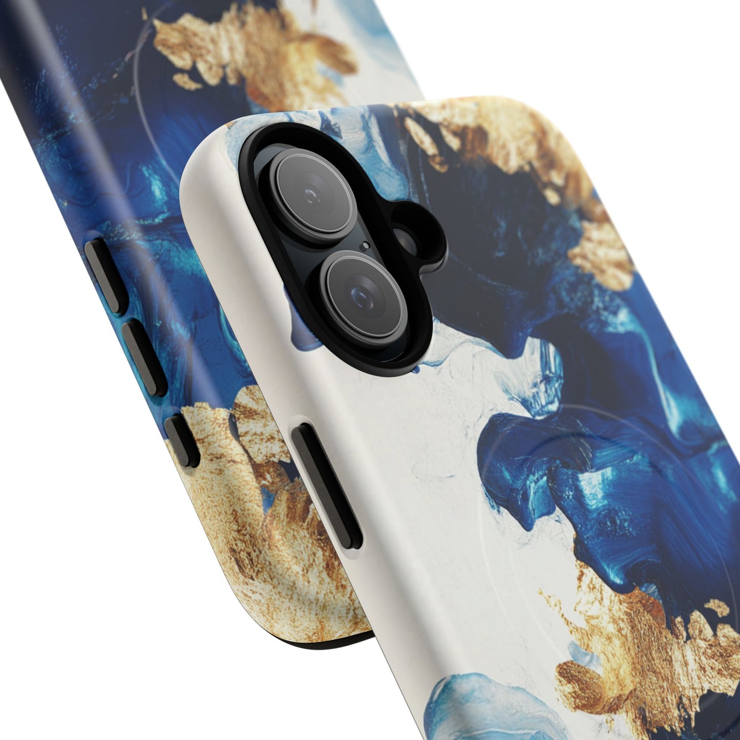 Stylish Tough Magnetic Phone Case – Durable & Chic Golden Blue Design for Smartphone Protection