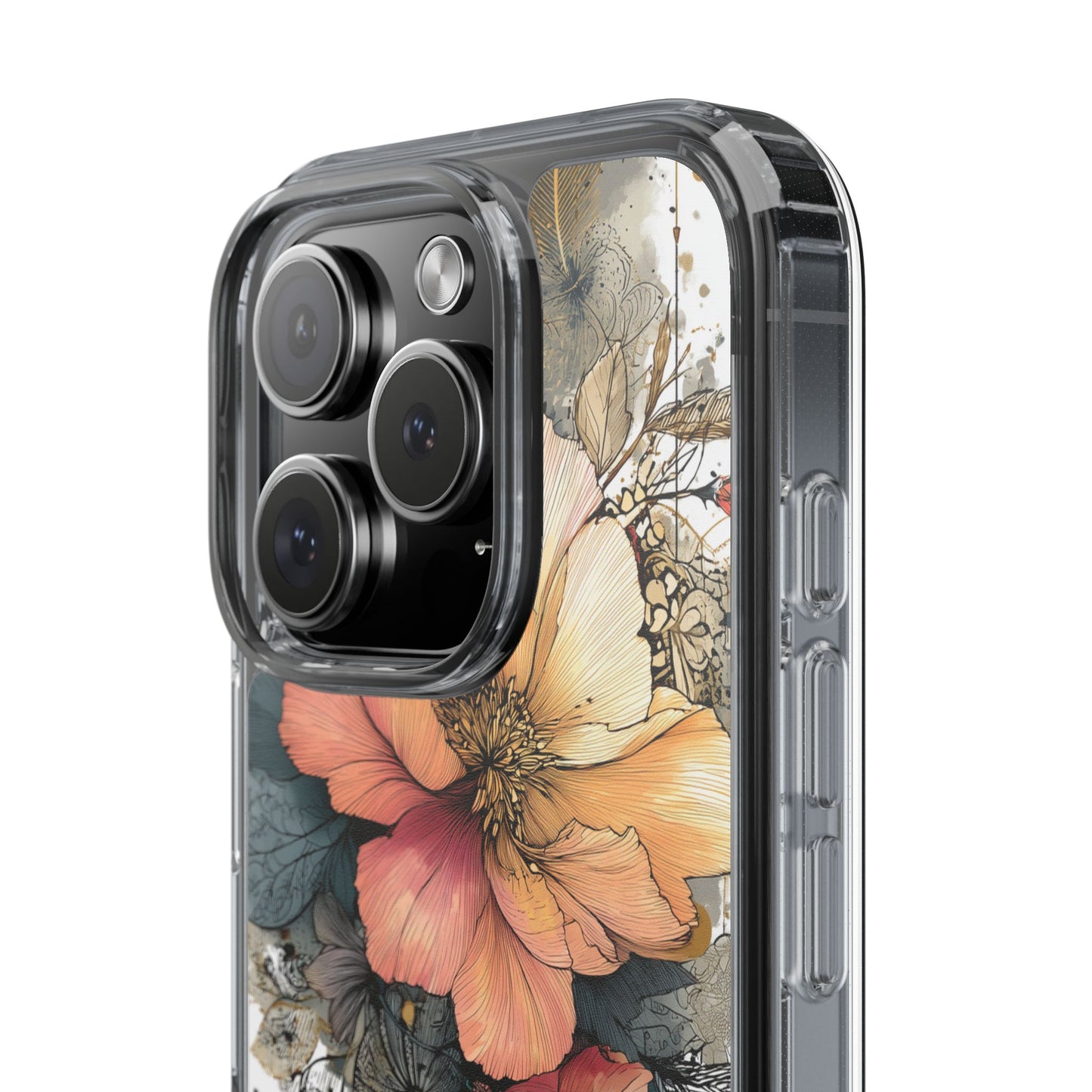 Floral Clear iPhone Case - Elegant Floral Boho Design