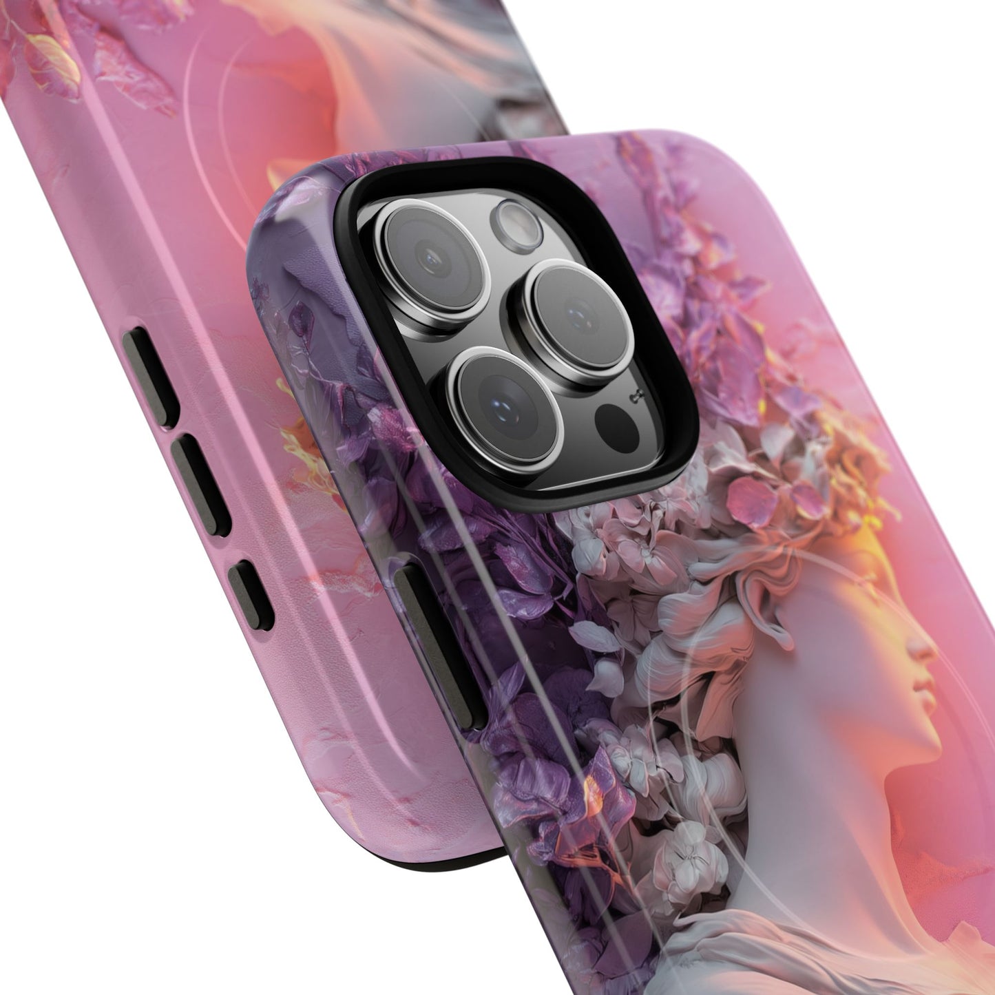 Elegant Floral Tough Magnetic Case for iPhone - Aesthetic Protection