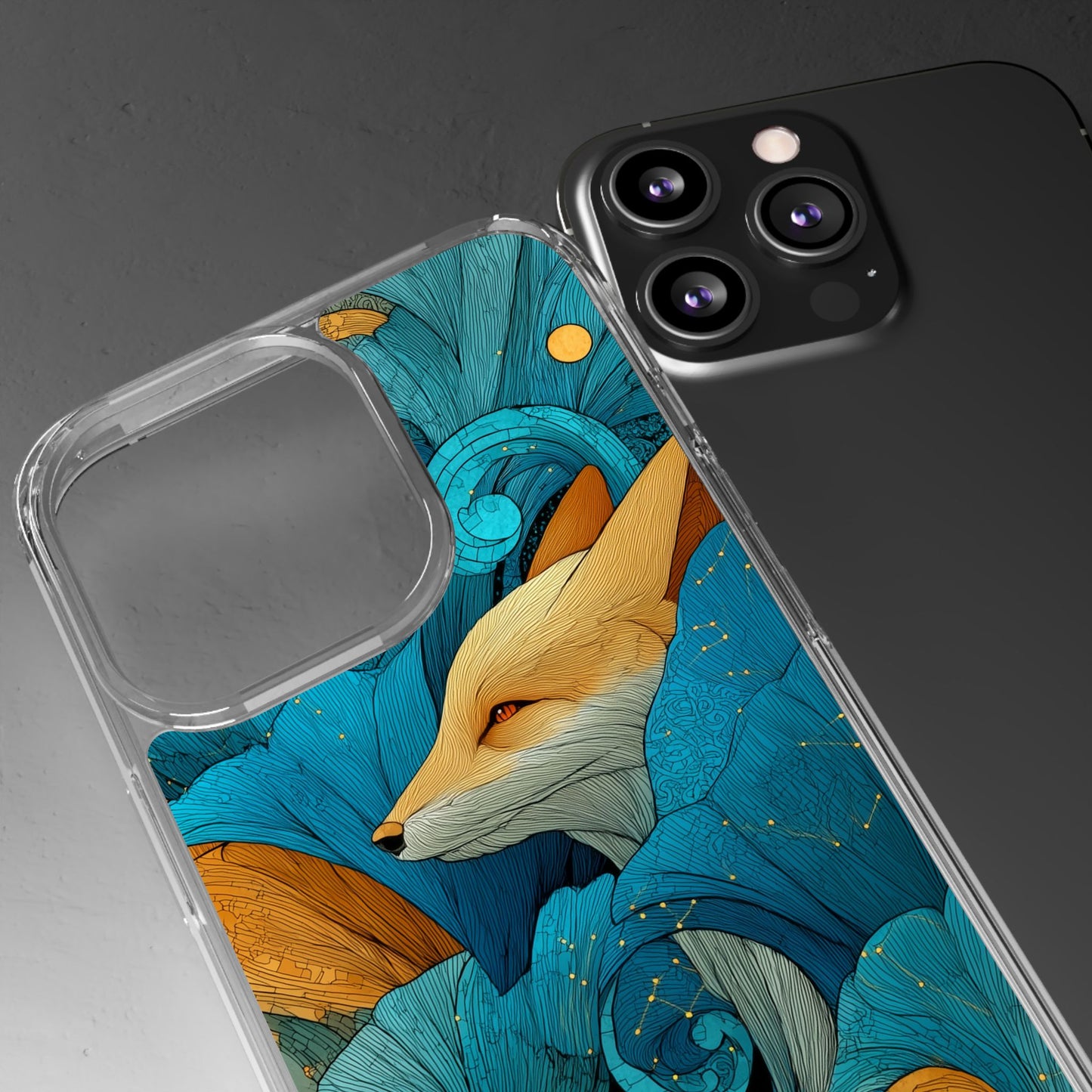 Vibrant Fox Clear Phone Case - Boho Floral iPhone Cover Nature Inspired Gift