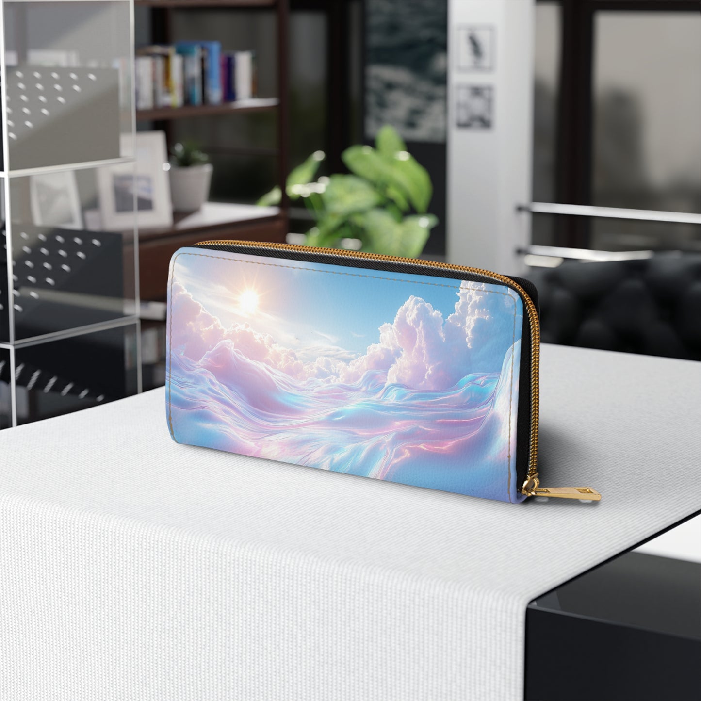 Iridescent Chrome Pearl Sky Clutch Wallet