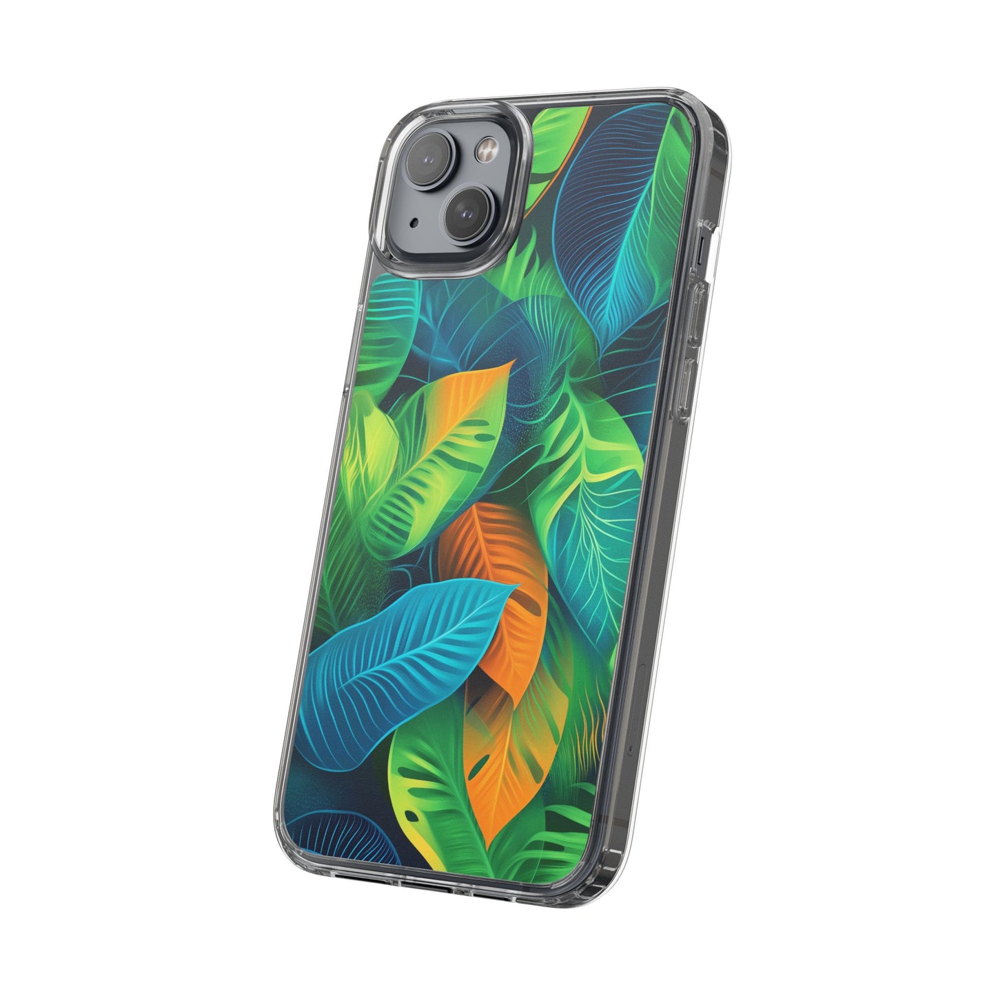Tropical Leaf Clear iPhone Case – Vibrant Botanical Design for Nature Lovers