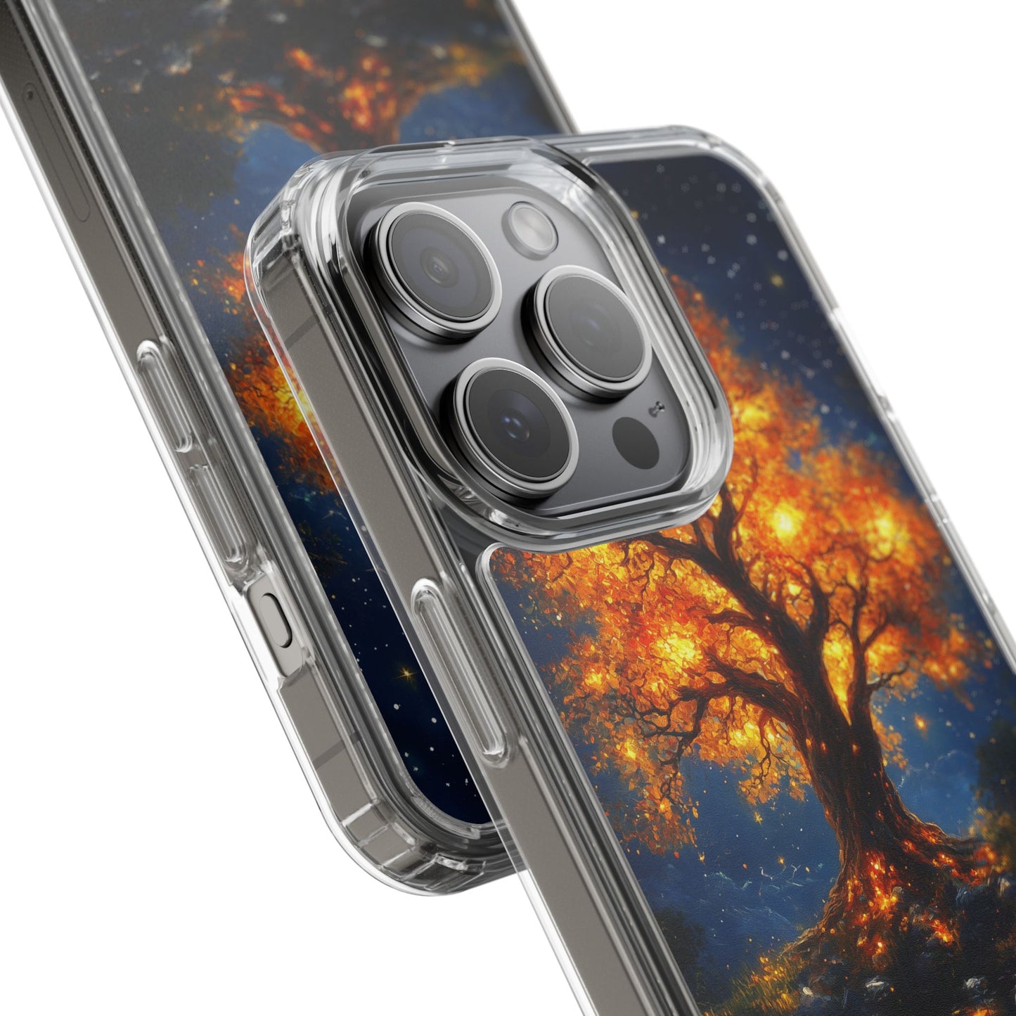 Nocturnal Illumination Tree Phone Case - Clear iPhone Cover with Glowing Autumn Design