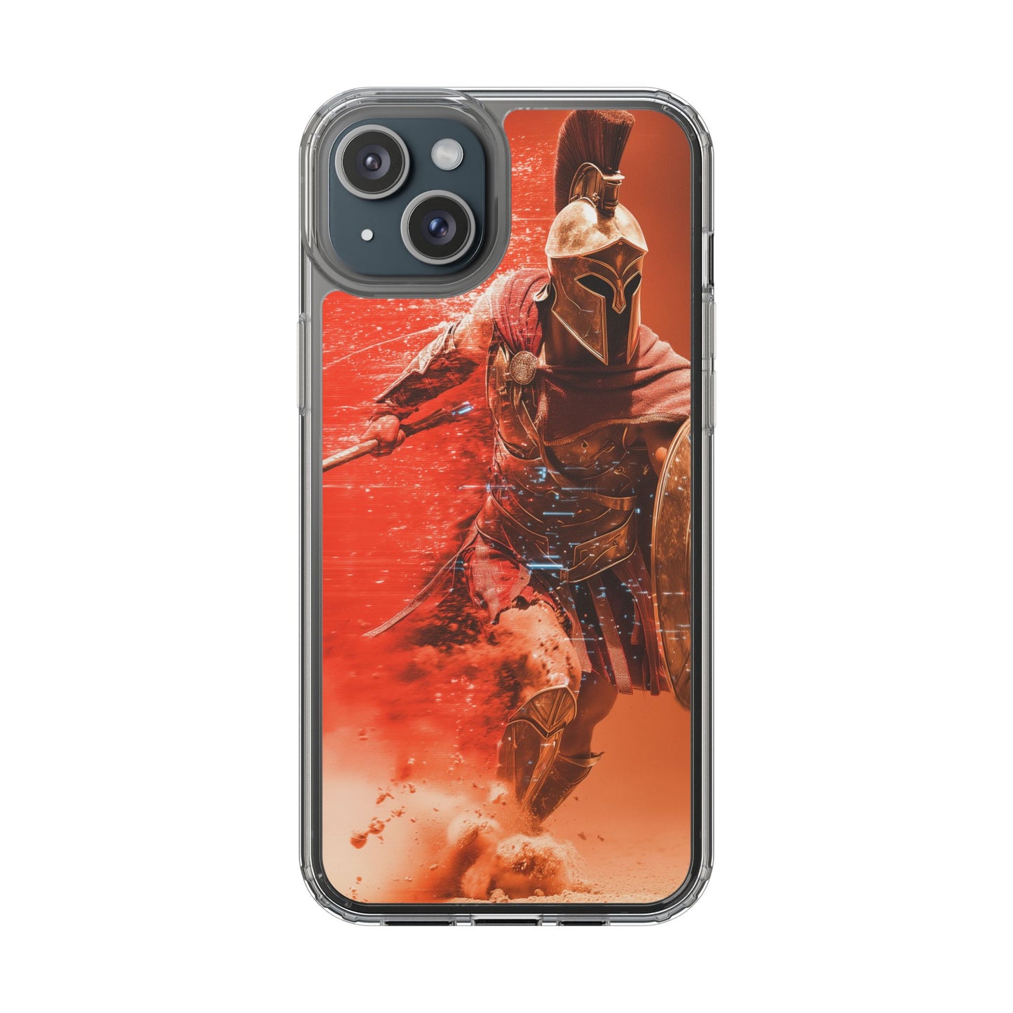 Spartan "Big Duster" Warrior Clear Phone Case - Unique Design for Protection & Style