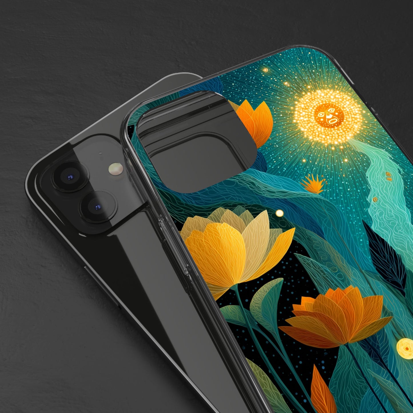 Deep Radiant Nature - Clear iPhone Case with Floral Design
