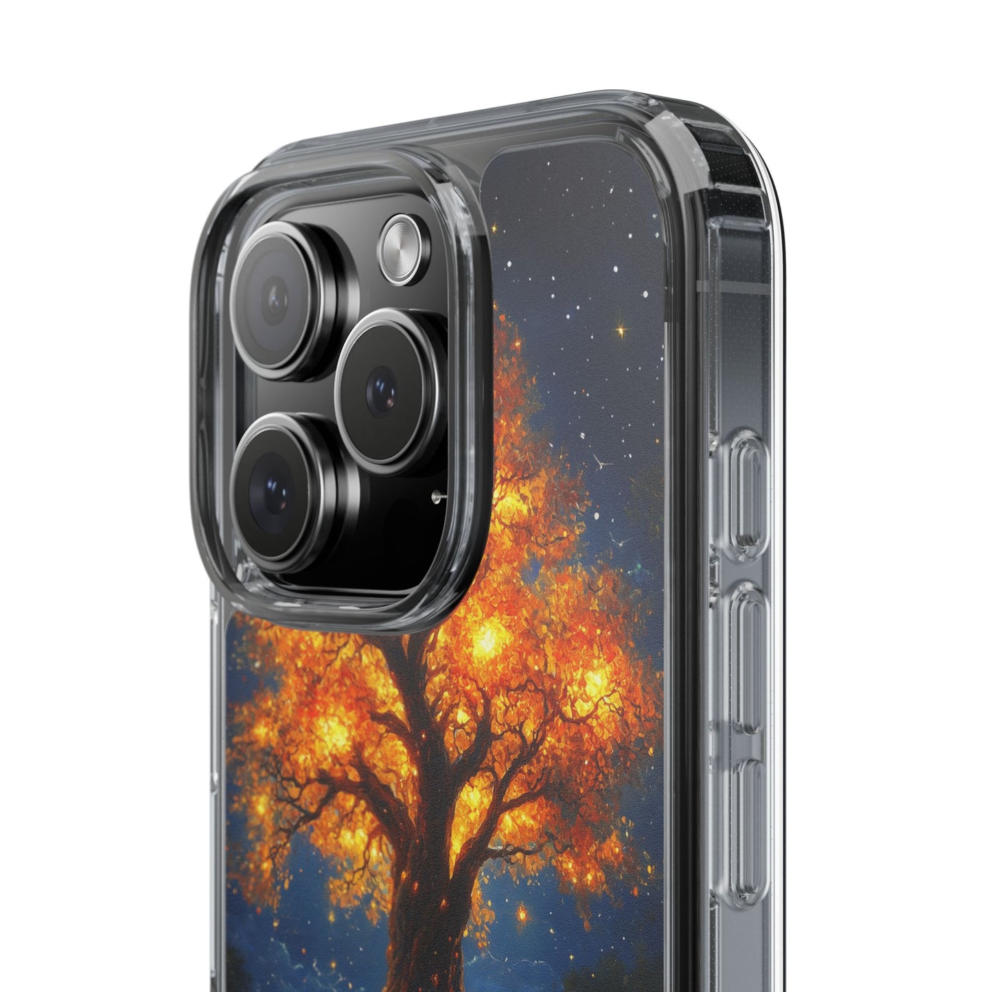 Nocturnal Illumination Tree Phone Case - Clear iPhone Cover with Glowing Autumn Design
