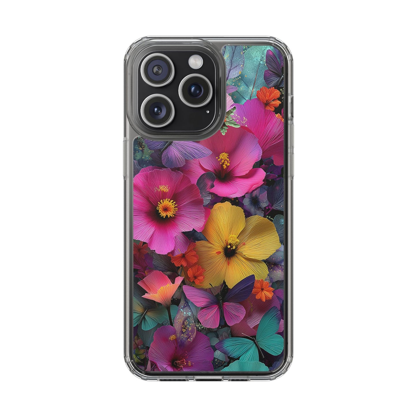 Vibrant Floral Butterfly iPhone Case – Slim Aesthetic Boho Nature Design