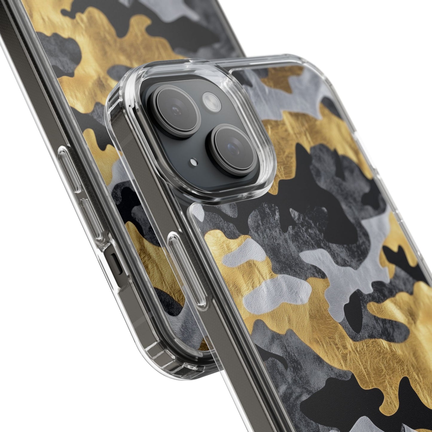 Metallic Gold Camo Clear Phone Case - Stylish Phone Cover