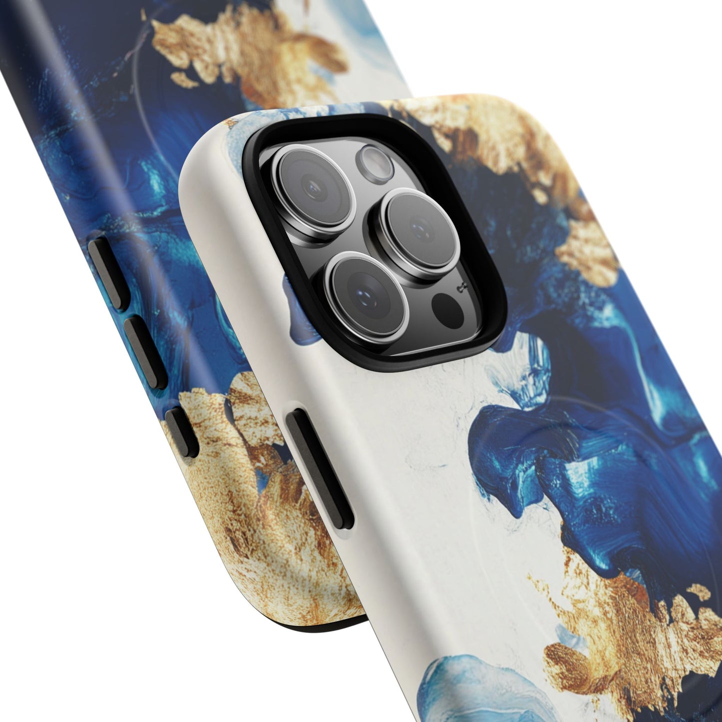 Stylish Tough Magnetic Phone Case – Durable & Chic Golden Blue Design for Smartphone Protection