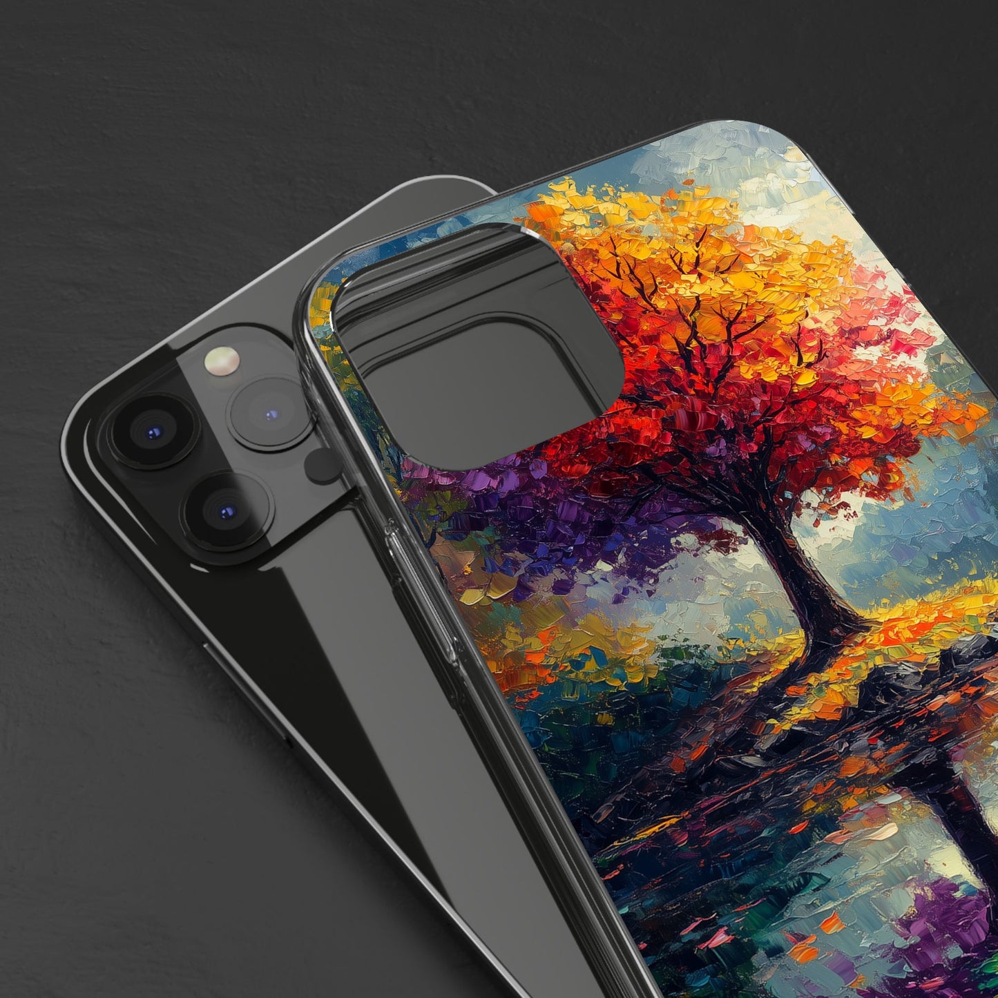 Autumn Landscape Phone Case - Clear Case with Vibrant Tree Design