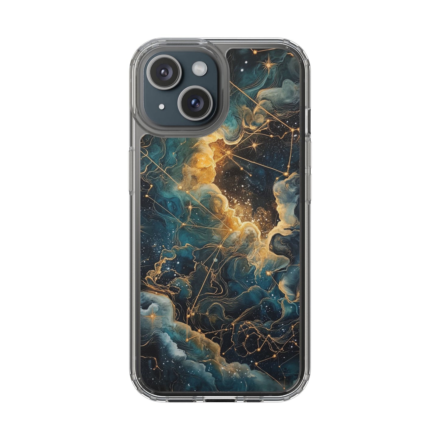 Celestial Clear iPhone Case – Starry Night Aesthetic with Cosmic Charm