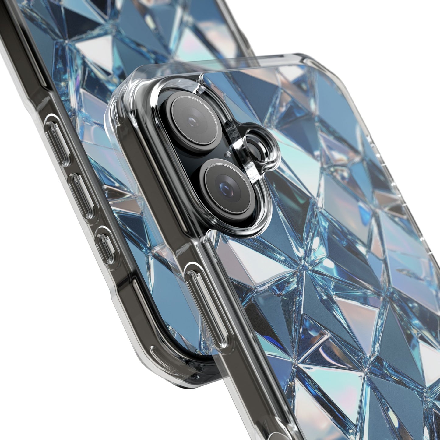 Iridescent Blue Chrome Diamond Magnetic iPhone Case