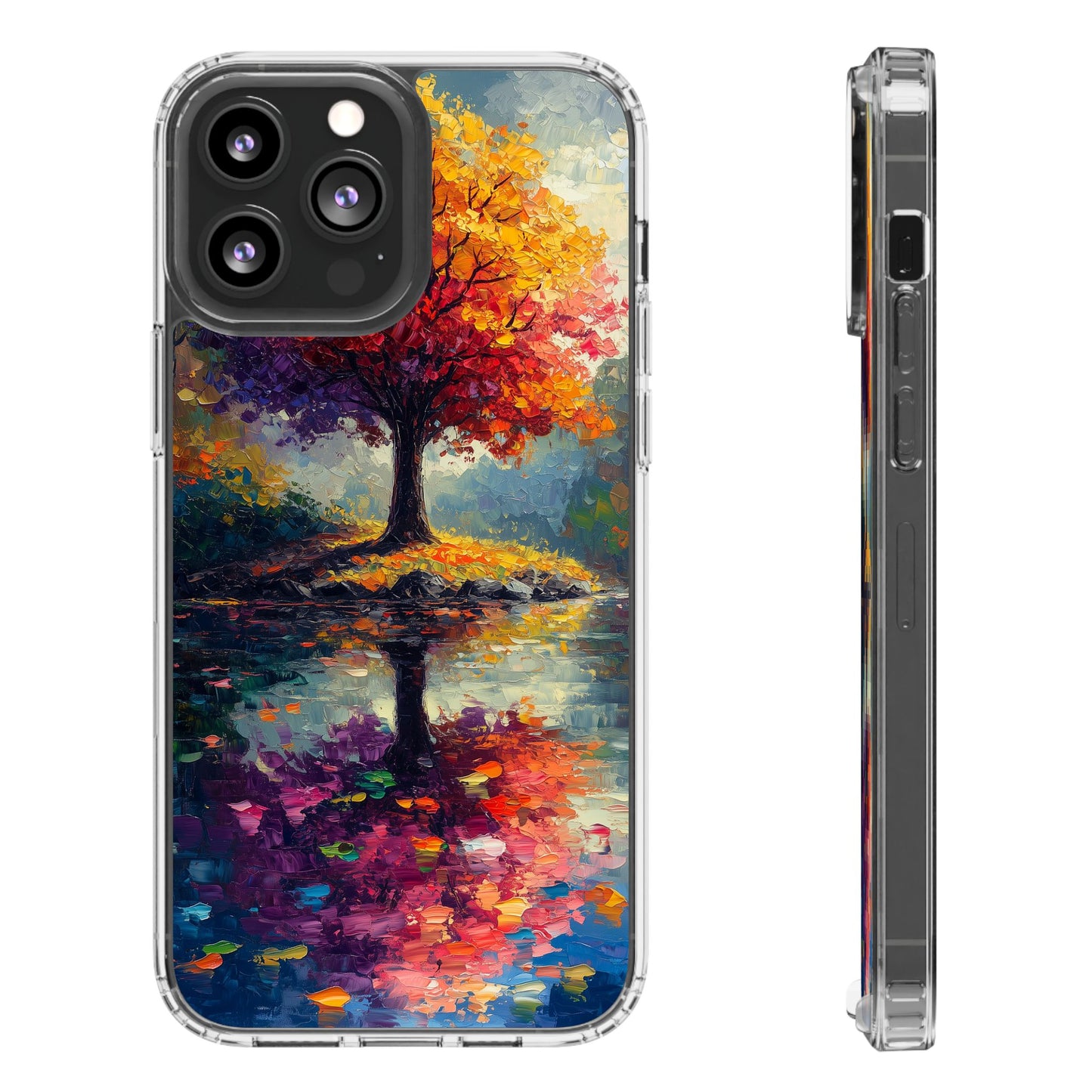 Autumn Landscape Phone Case - Clear Case with Vibrant Tree Design