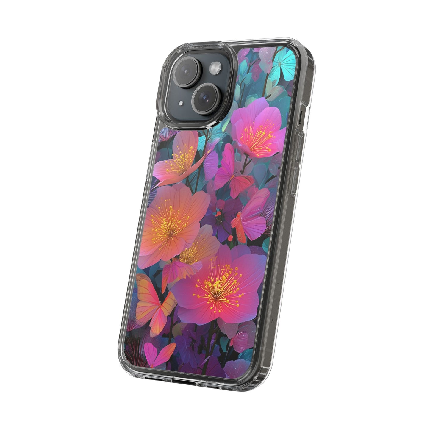 Vibrant Floral Clear iPhone Case