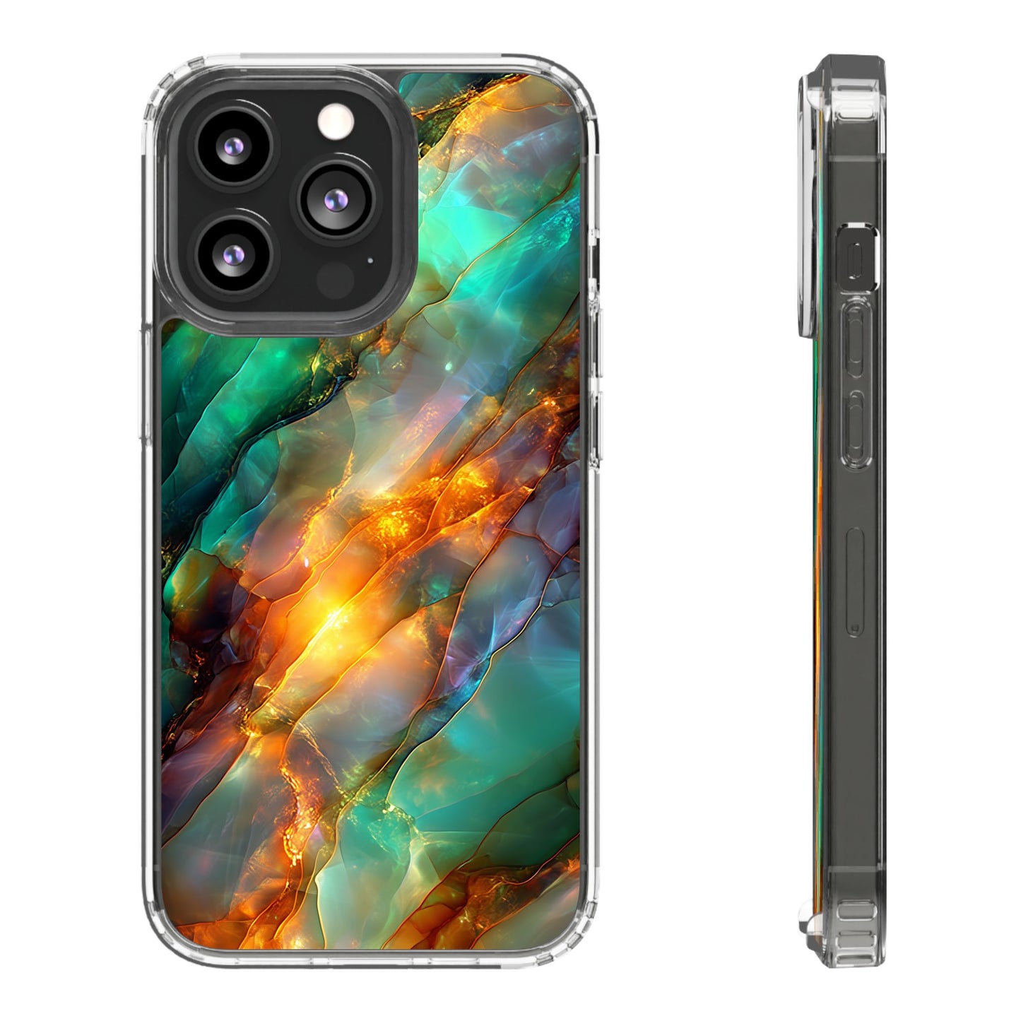 Radiant Gemstone Marble Inspired Clear iPhone Case