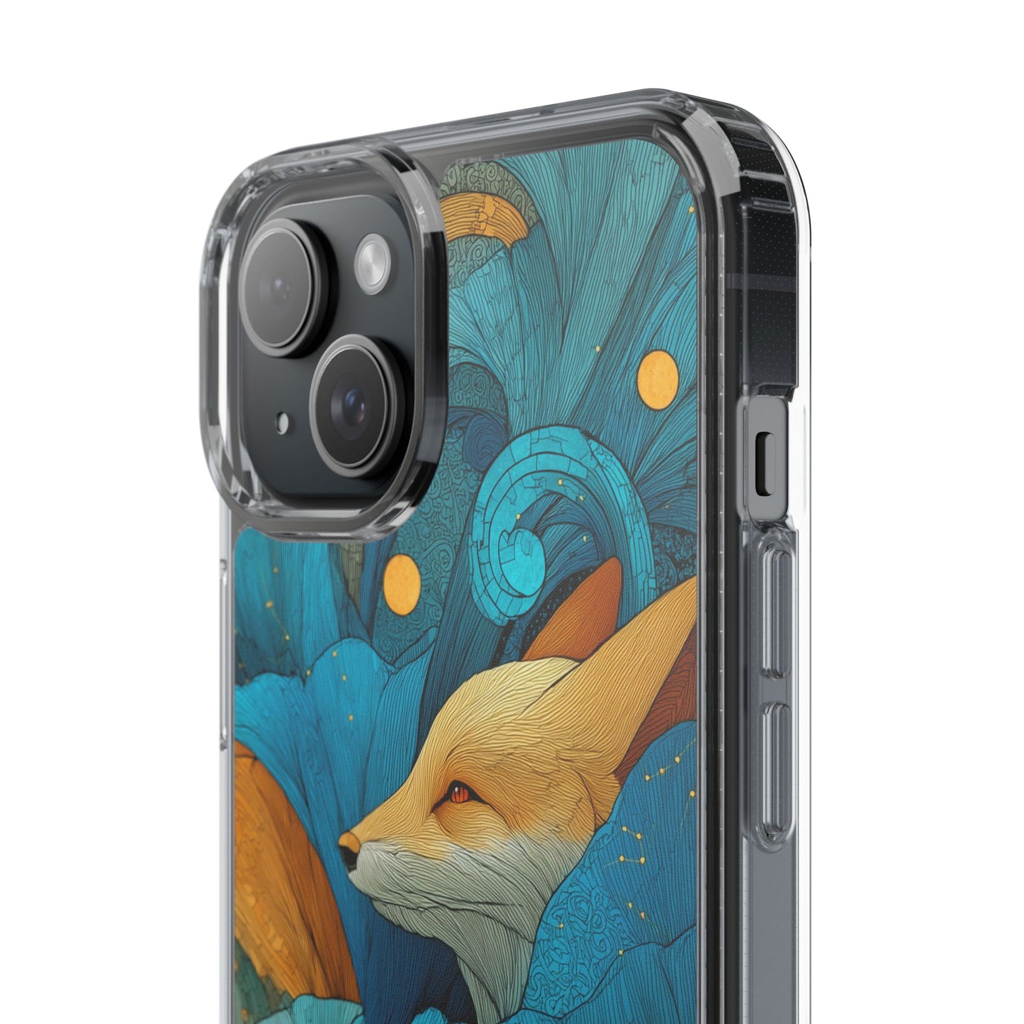 Vibrant Fox Clear Phone Case - Boho Floral iPhone Cover Nature Inspired Gift