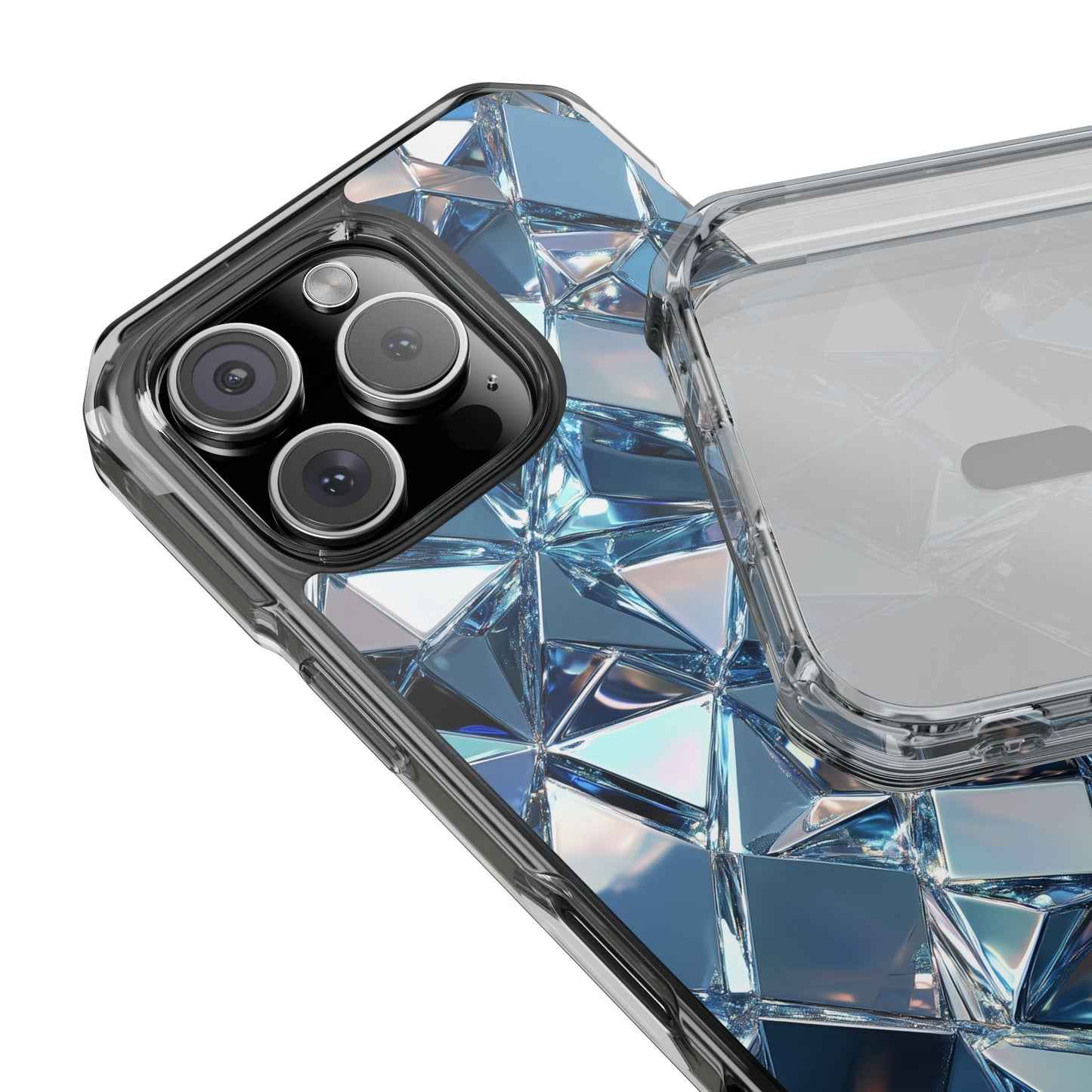 Iridescent Blue Chrome Diamond Magnetic iPhone Case