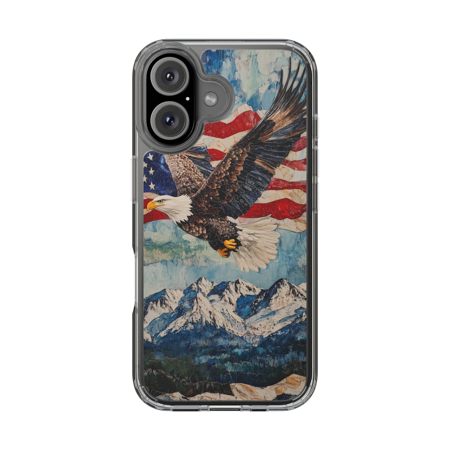 Patriotic Eagle Clear iPhone Case – American Flag Design, Fly High Stay Free for True Patriots