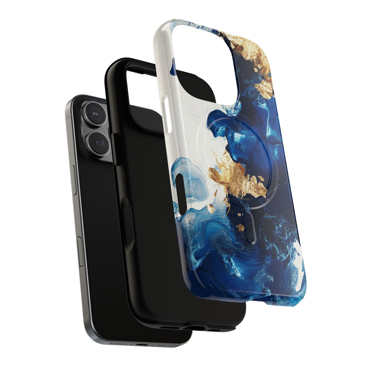 Stylish Tough Magnetic Phone Case – Durable & Chic Golden Blue Design for Smartphone Protection