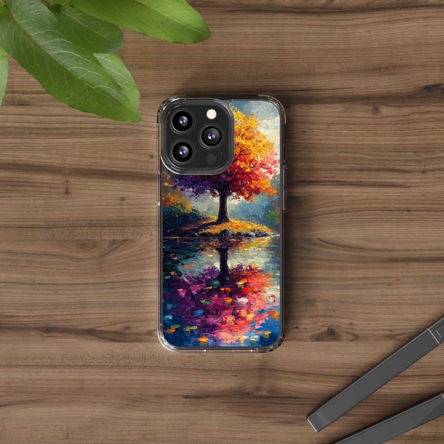 Autumn Landscape Phone Case - Clear Case with Vibrant Tree Design