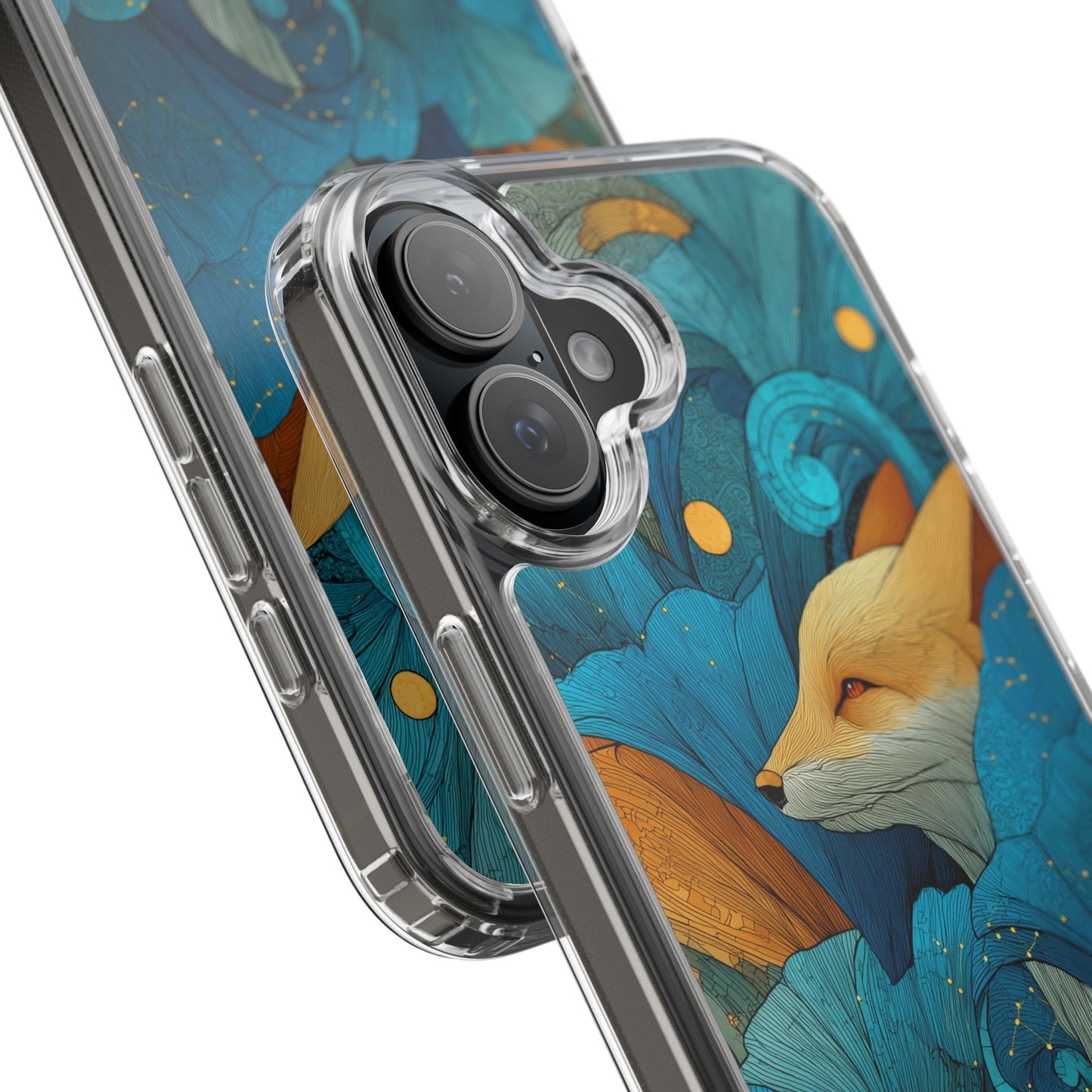Vibrant Fox Clear Phone Case - Boho Floral iPhone Cover Nature Inspired Gift