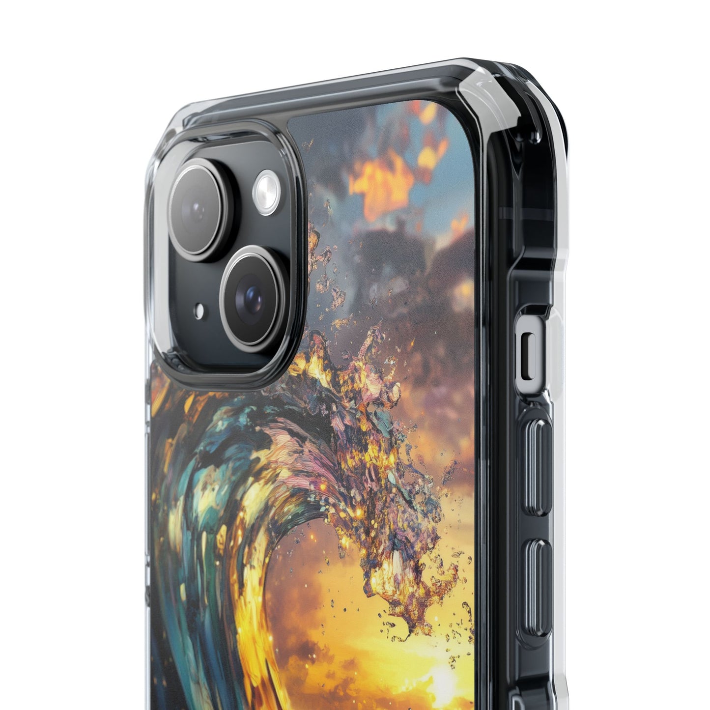 Iridescent Sunset Wave Magnetic Clear iPhone Case