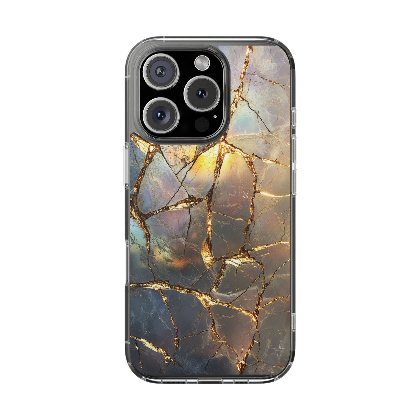 Iridescent Gold Marble Clear iPhone Case