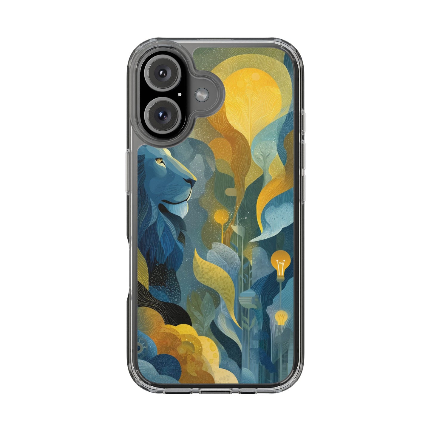Artistic Lion Design Clear Phone Case | Nature-Inspired Protection for Animal Lovers