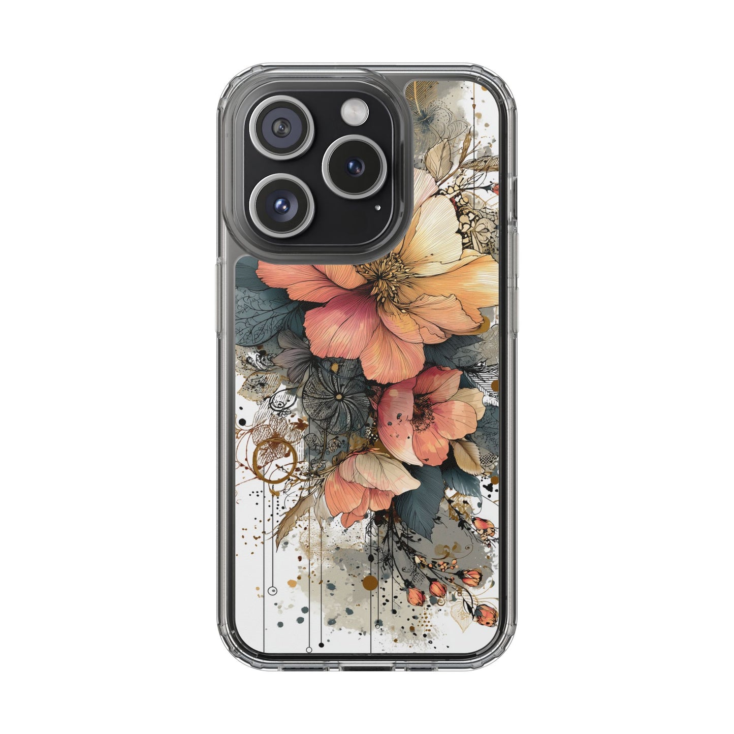 Floral Clear iPhone Case - Elegant Floral Boho Design