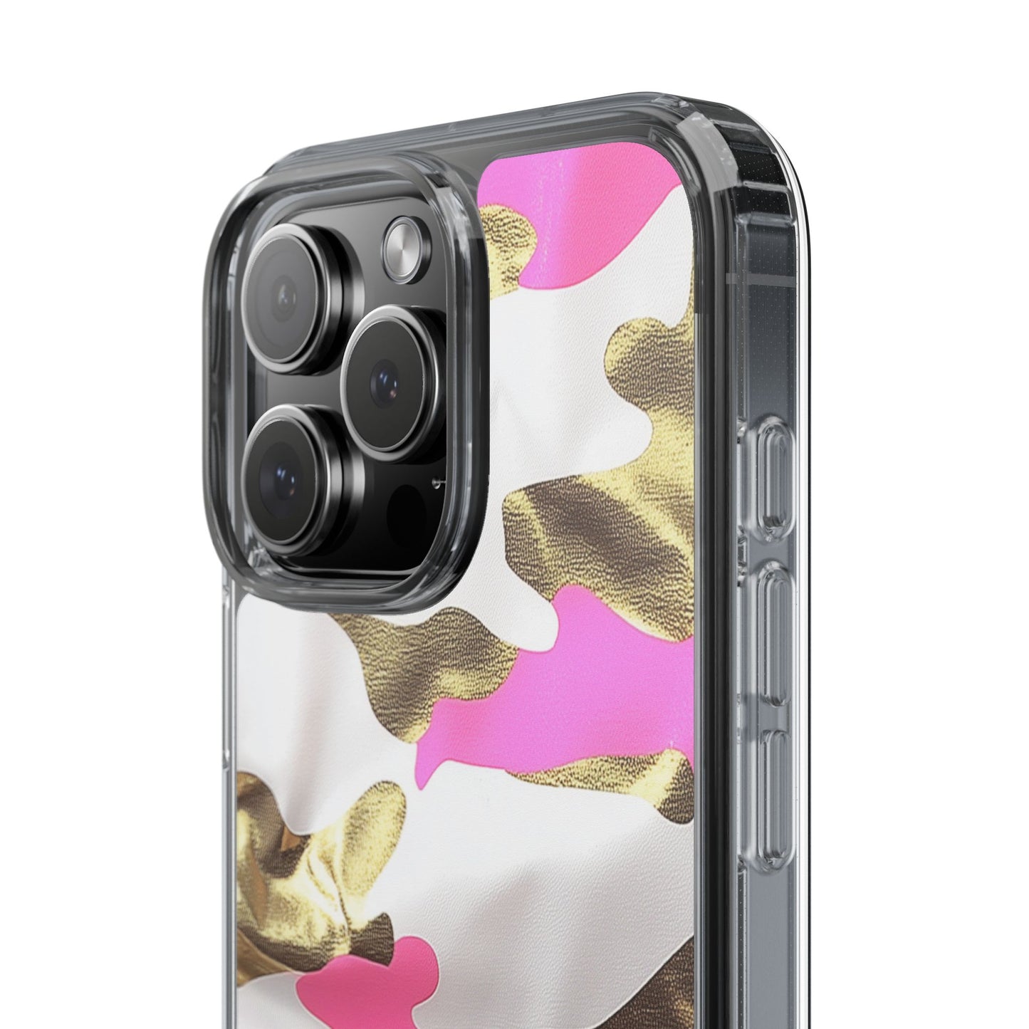Gold and Pink Camo Phone Case – Stylish Clear Protective Design