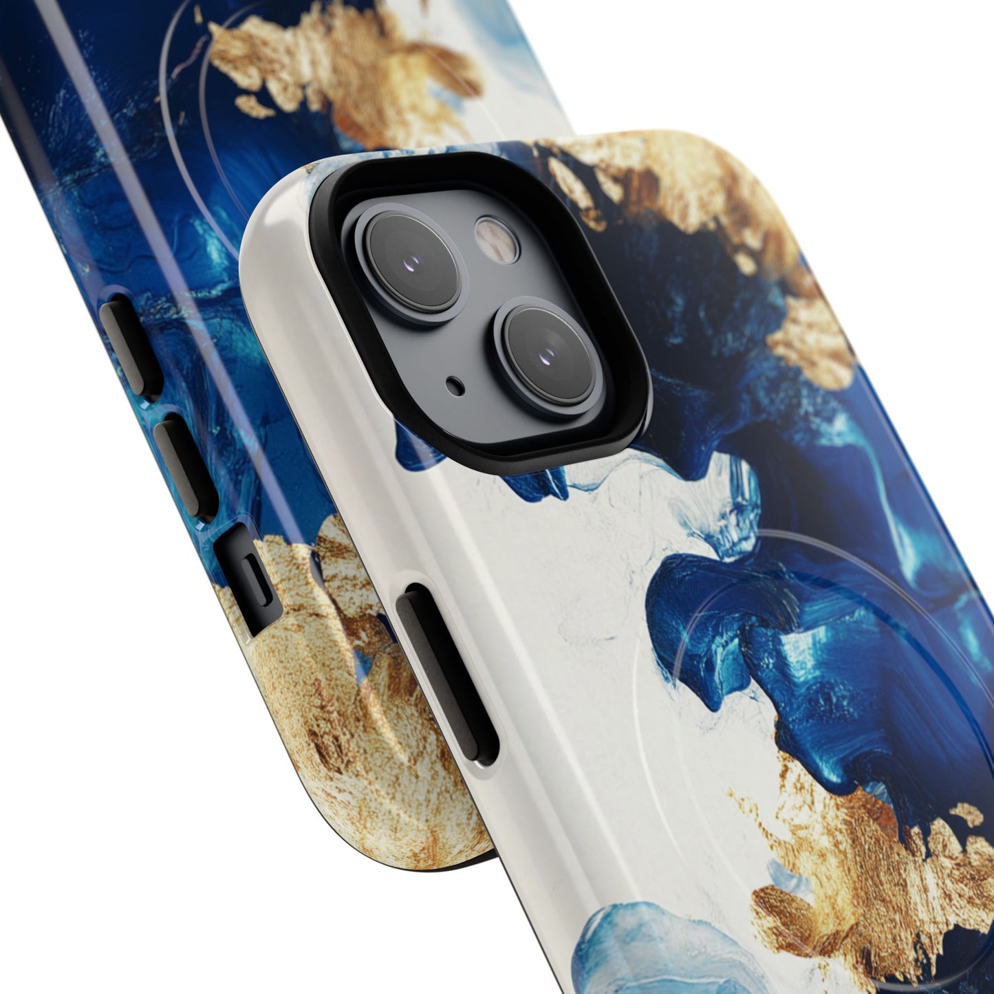 Stylish Tough Magnetic Phone Case – Durable & Chic Golden Blue Design for Smartphone Protection