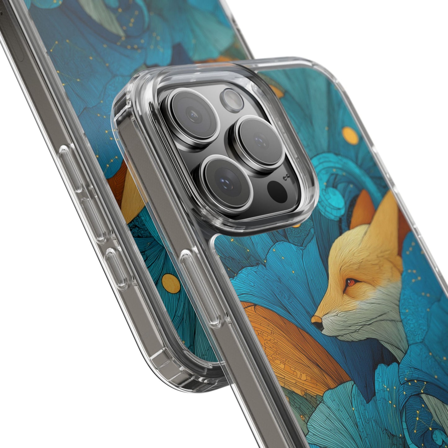 Vibrant Fox Clear Phone Case - Boho Floral iPhone Cover Nature Inspired Gift