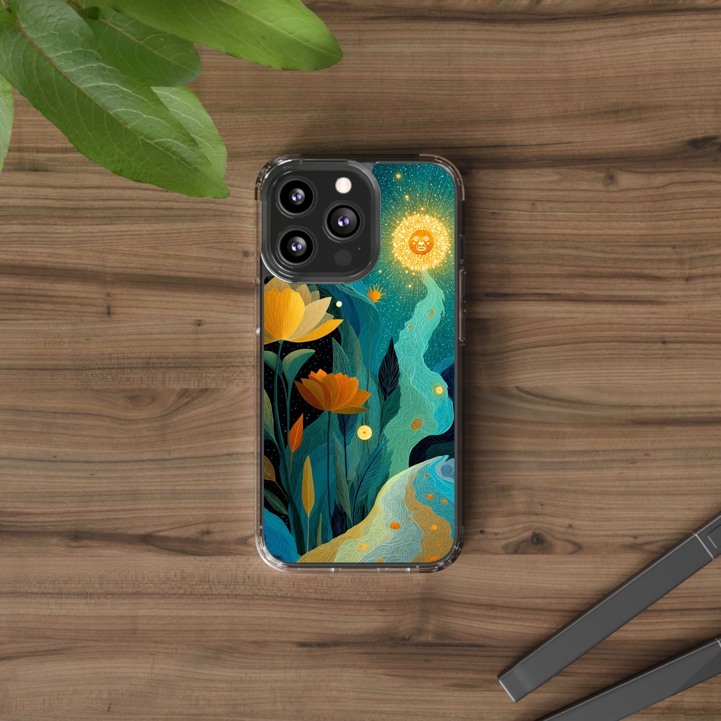 Deep Radiant Nature - Clear iPhone Case with Floral Design