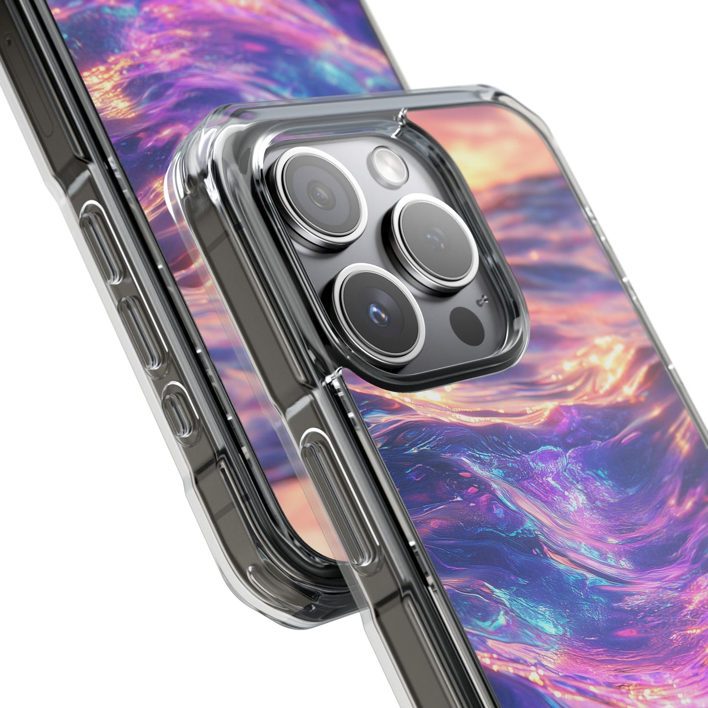 Iridescent Sunset Wave Magnetic Clear Impact iPhone Case