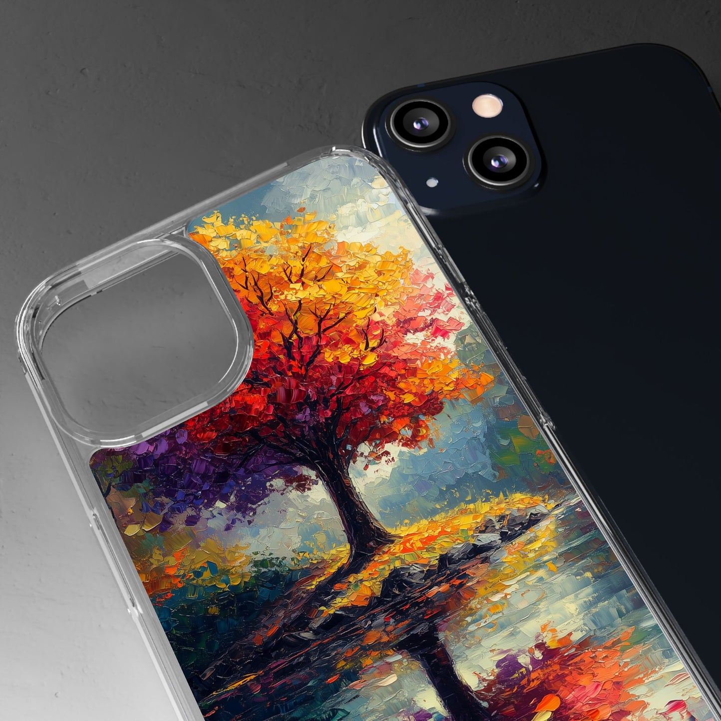 Autumn Landscape Phone Case - Clear Case with Vibrant Tree Design
