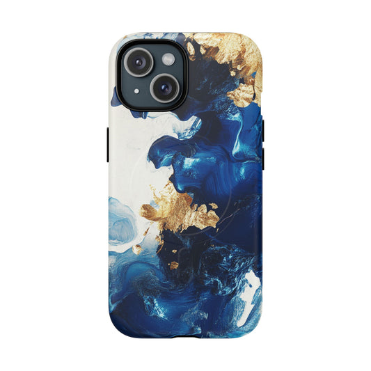 Stylish Tough Magnetic Phone Case – Durable & Chic Golden Blue Design for Smartphone Protection