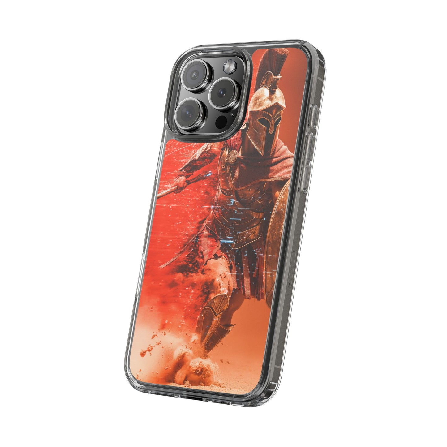 Spartan "Big Duster" Warrior Clear Phone Case - Unique Design for Protection & Style