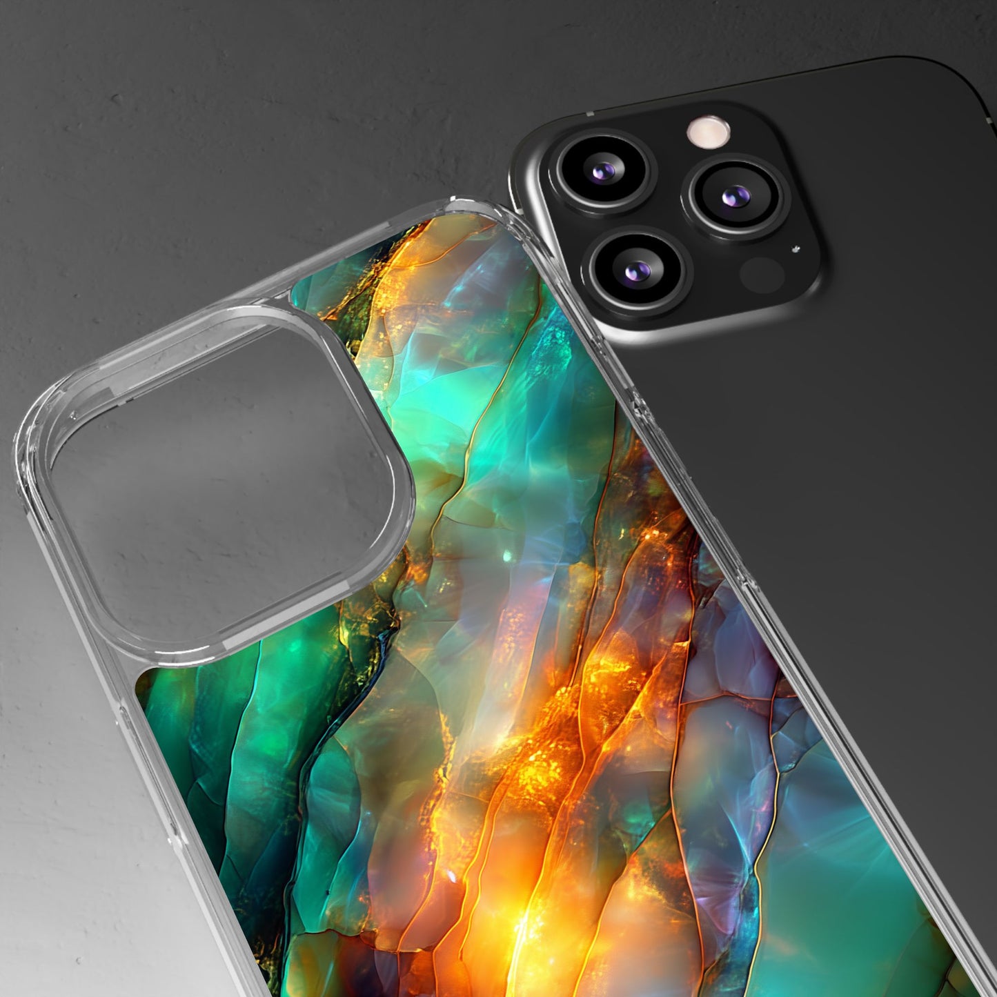 Radiant Gemstone Marble Inspired Clear iPhone Case