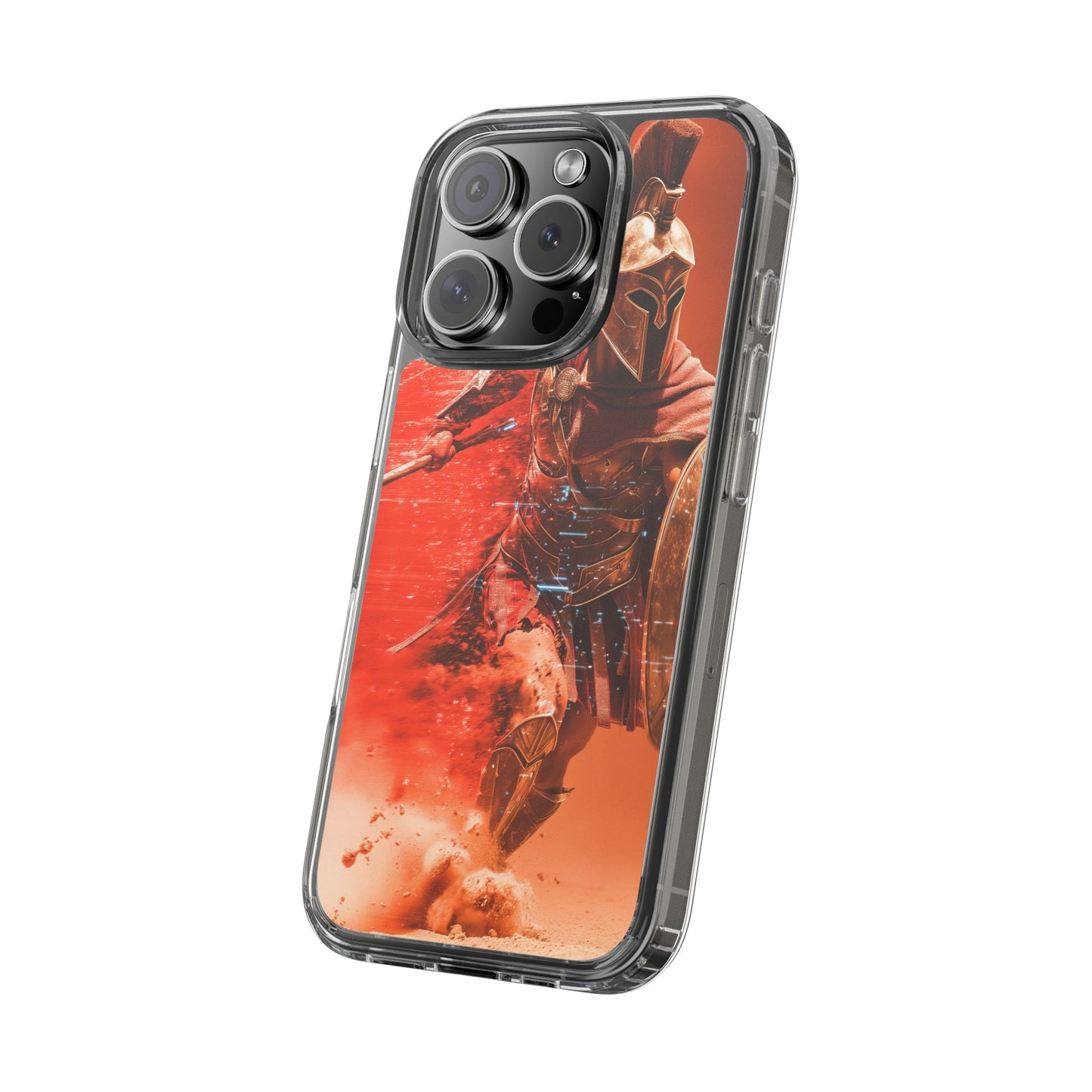 Spartan "Big Duster" Warrior Clear Phone Case - Unique Design for Protection & Style