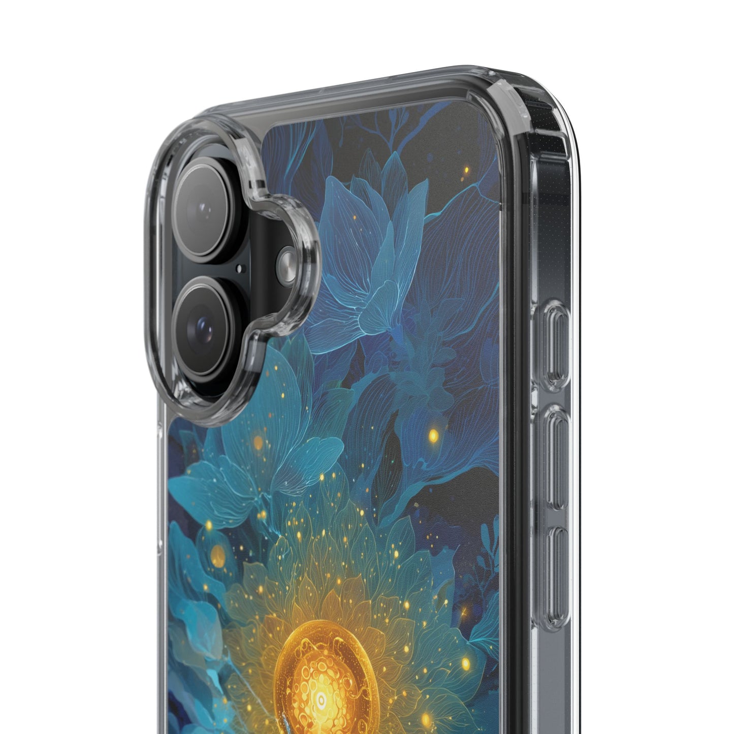 Celestial Nocturnal Bloom Clear Phone Case - Protective, Artistic Design for Nature Lovers
