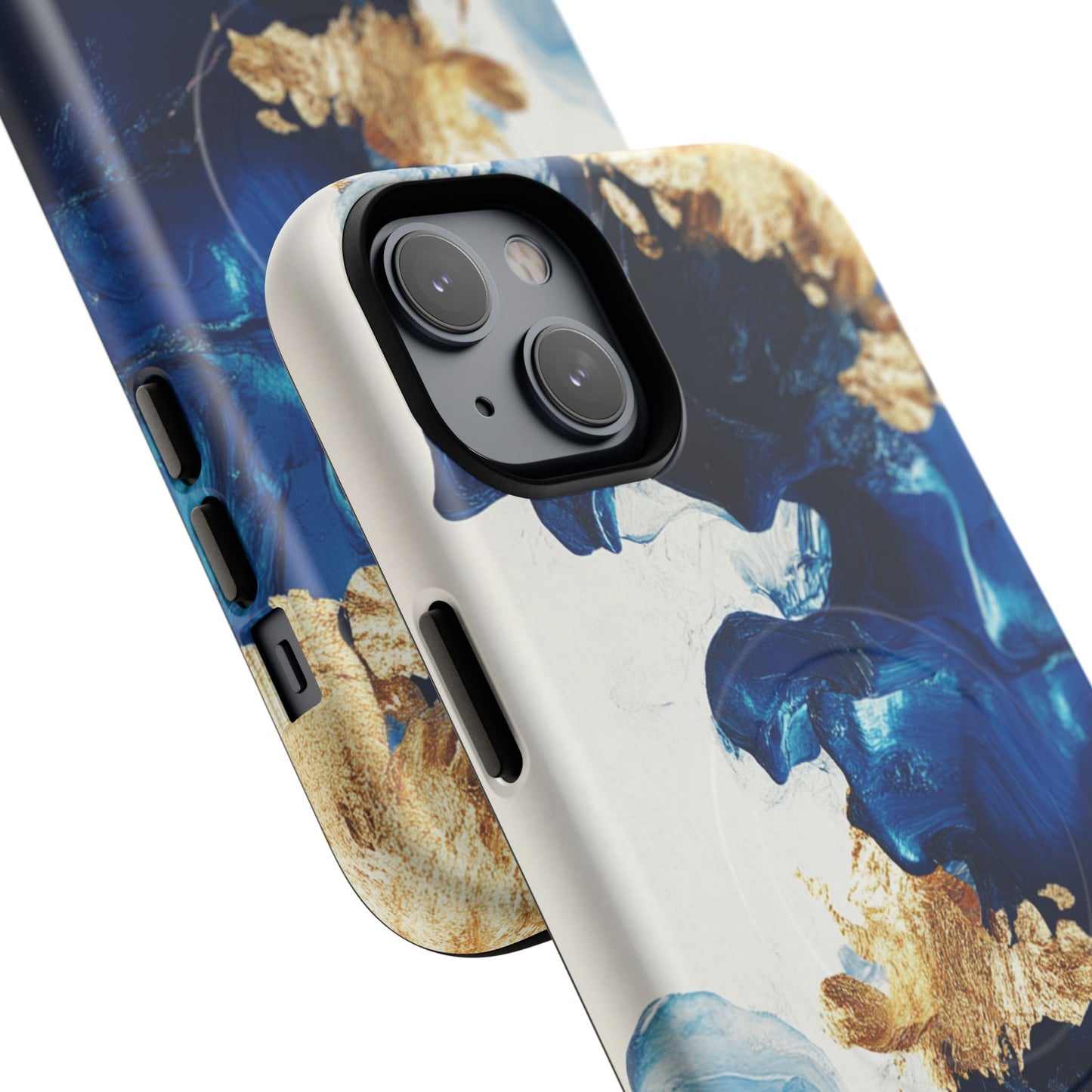 Stylish Tough Magnetic Phone Case – Durable & Chic Golden Blue Design for Smartphone Protection