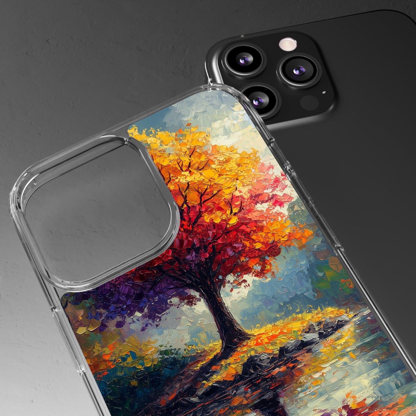 Autumn Landscape Phone Case - Clear Case with Vibrant Tree Design