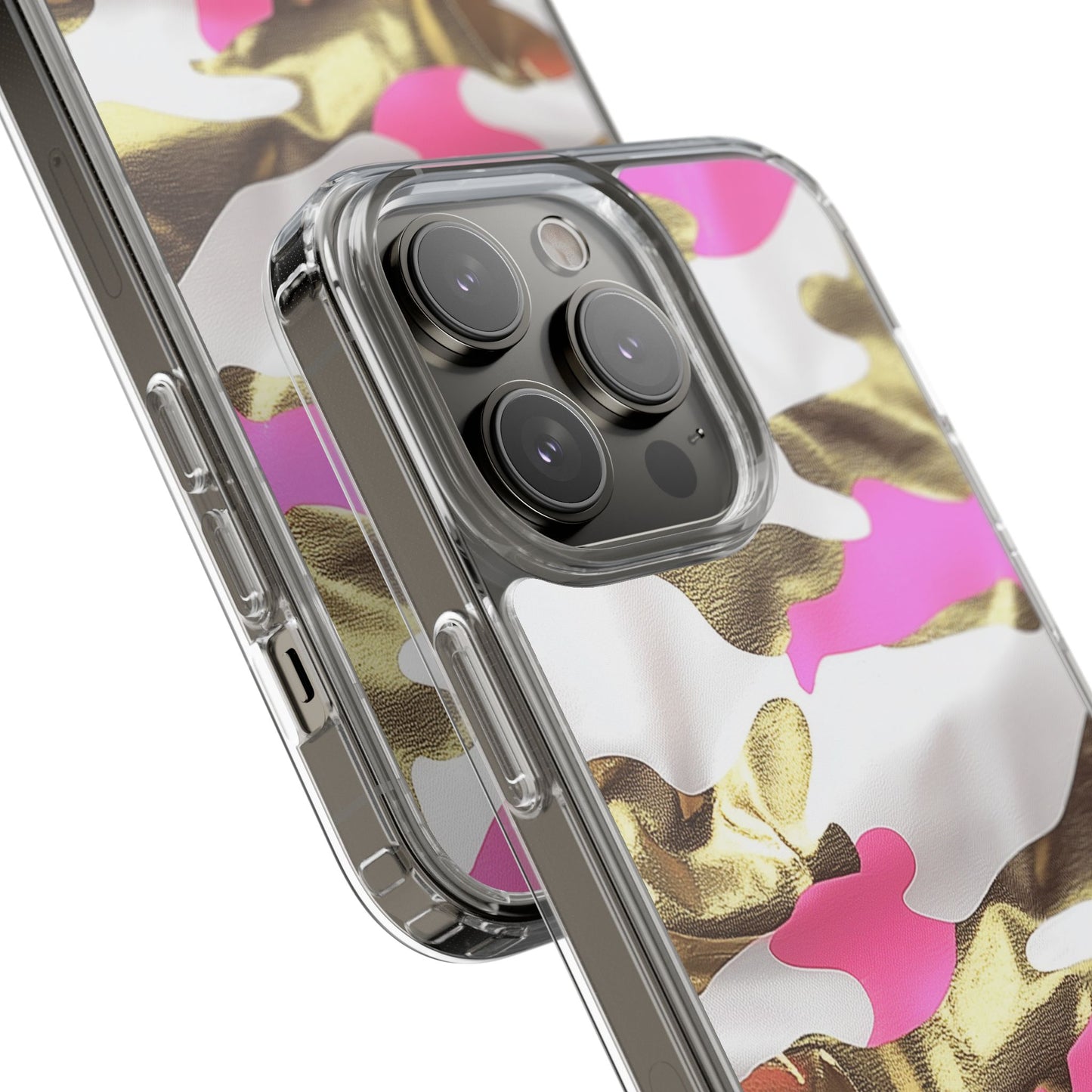 Gold and Pink Camo Phone Case – Stylish Clear Protective Design
