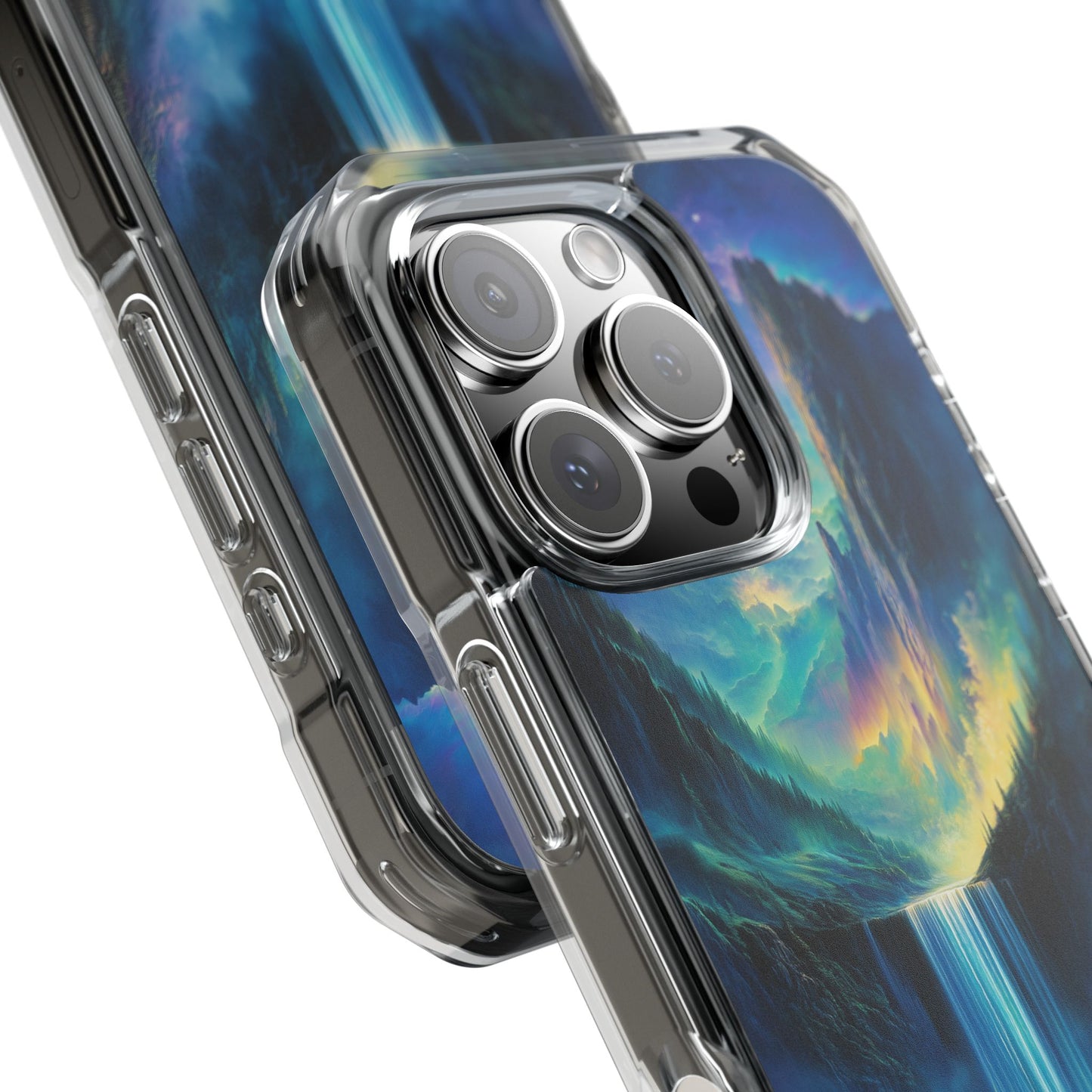 Cascading Aurora Waterfall Magnetic Clear Impact iPhone Case