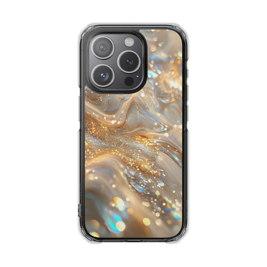 Celestial Gold Mist Magnetic Clear Impact iPhone Case