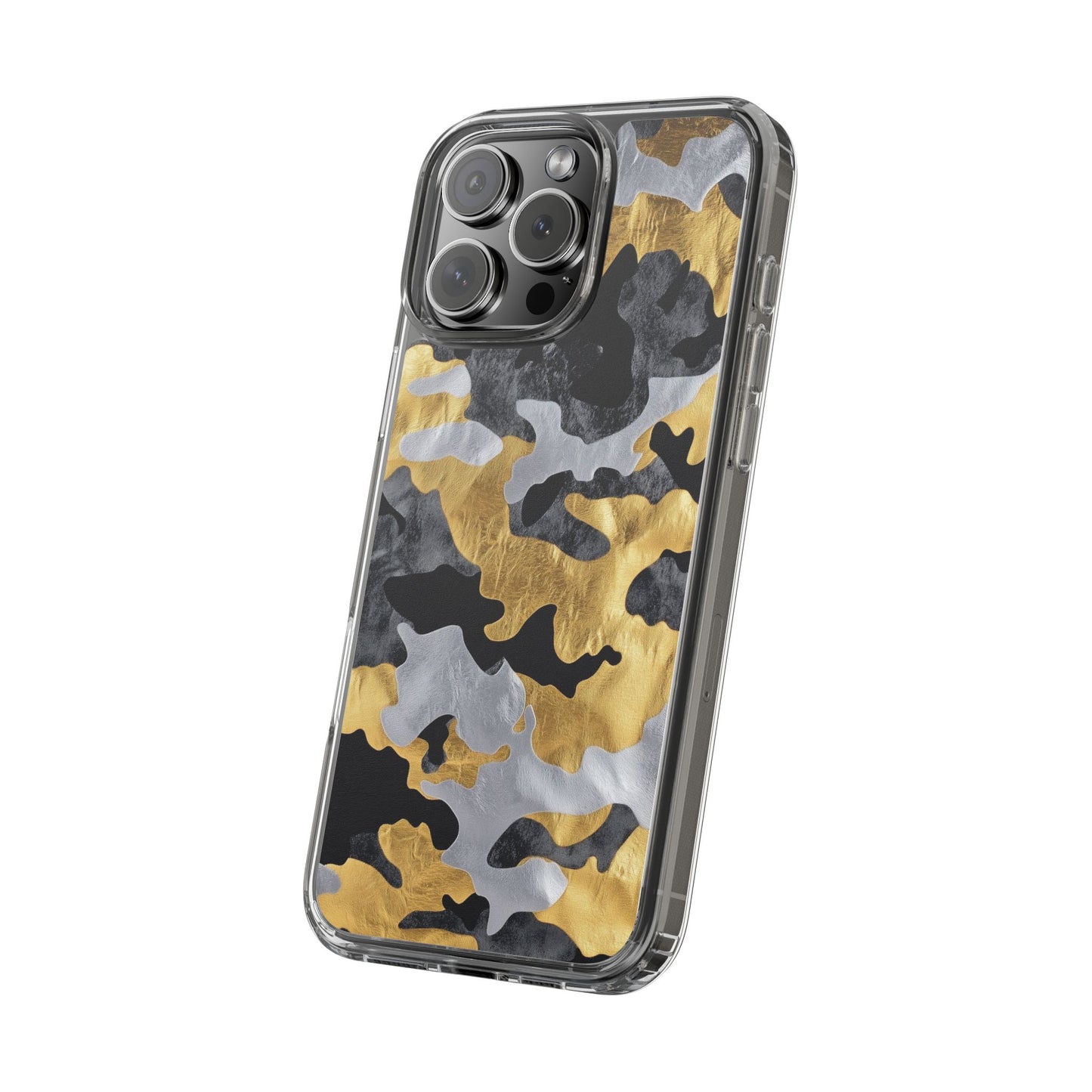 Metallic Gold Camo Clear Phone Case - Stylish Phone Cover