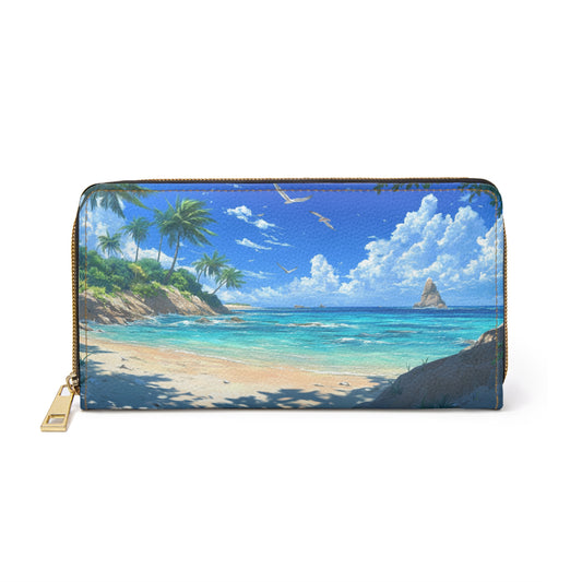 Tropical Paradise Cell Phone Clutch Wallet – Vibrant Beach Scene
