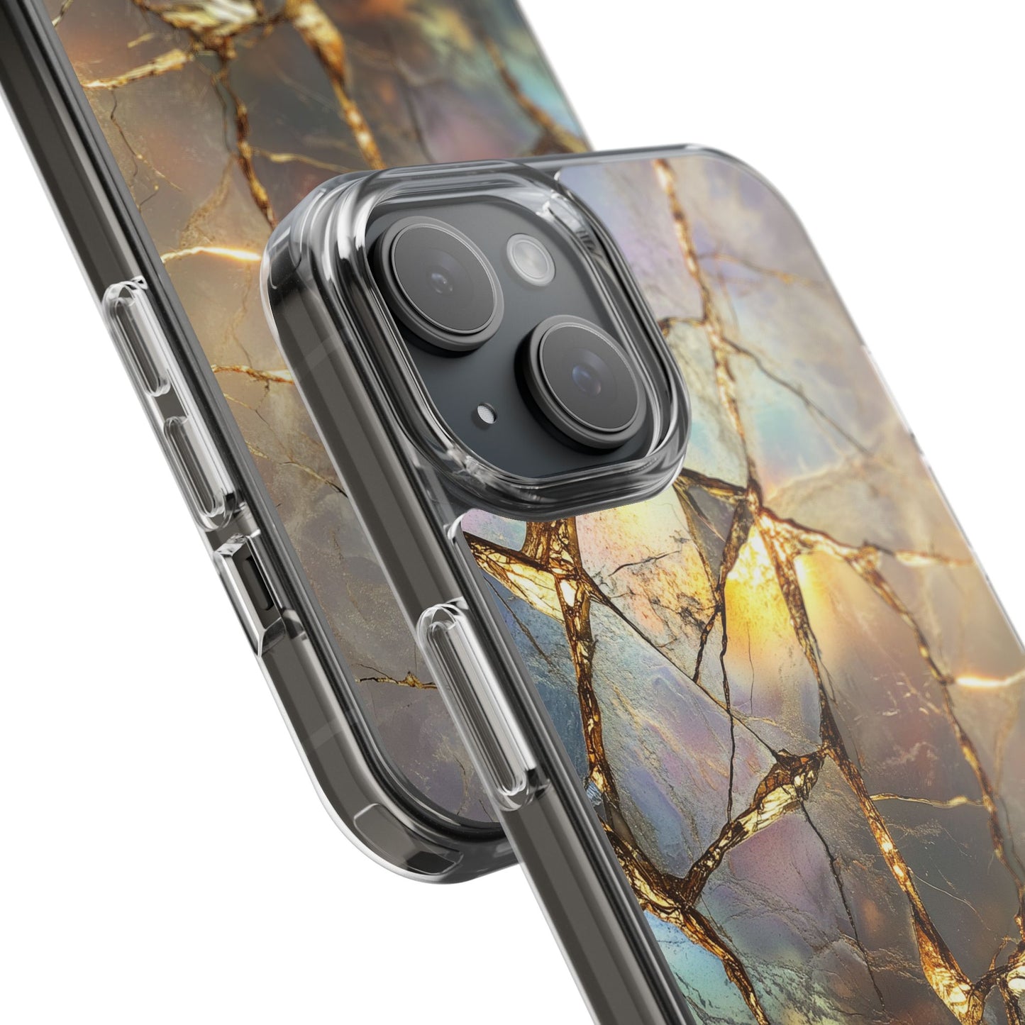Iridescent Gold Marble Clear iPhone Case